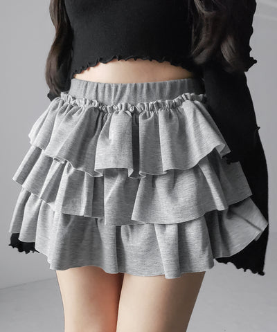 ティアードフリルカットソーミニスカート ／ tiered frill cut and sew mini skirt