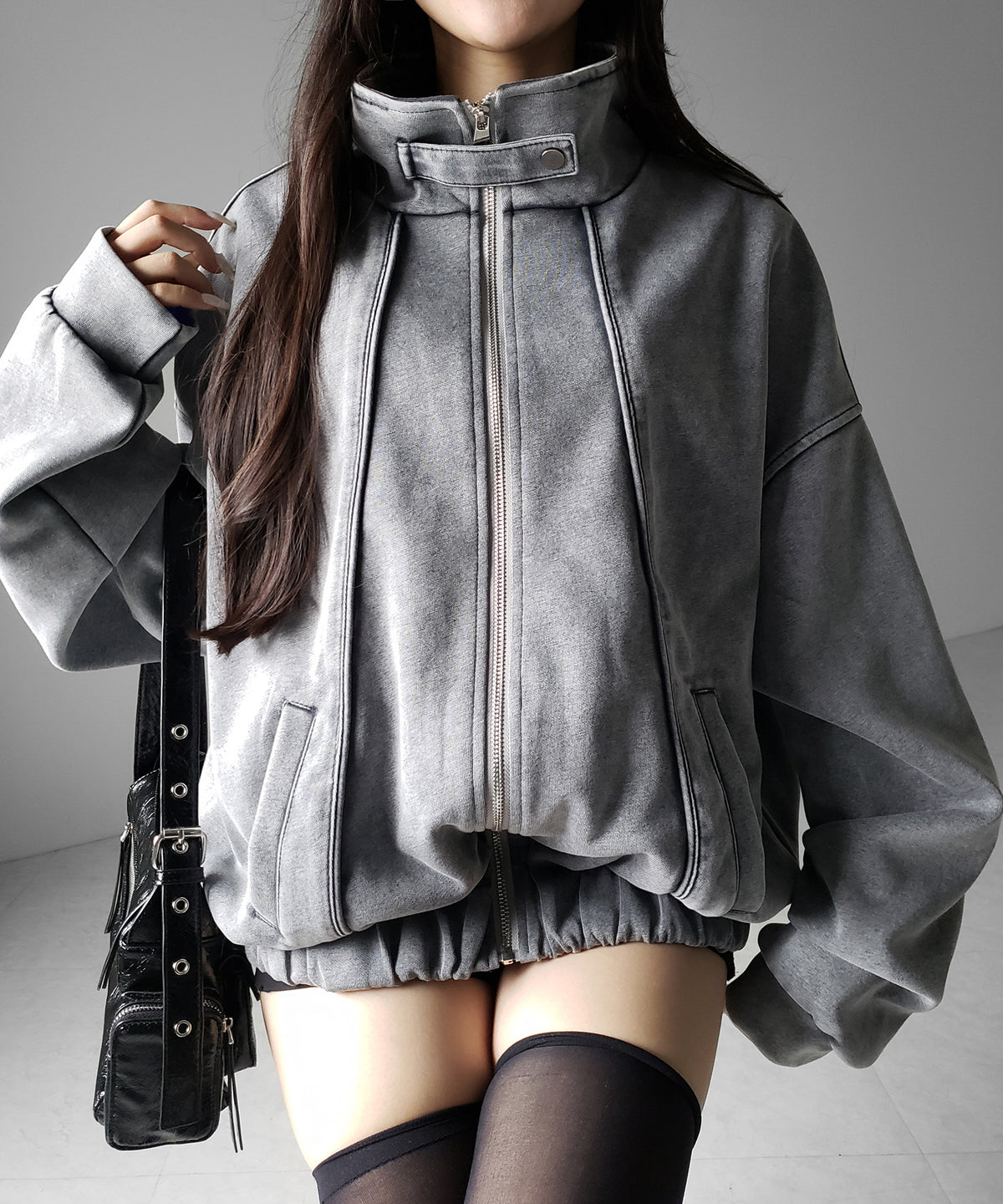 ピグメントヴィンテージジップアップオーバースウェットブルゾン ／ pigment vintage zipup over sweat blouson