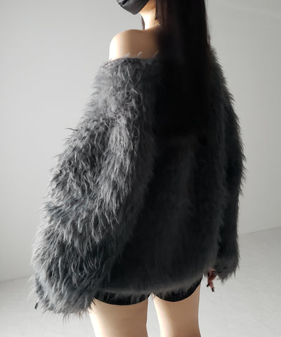 【 ３color 】モンスターシャギーボリュームニットカーディガン ／ monster shaggy volume knit cardigan