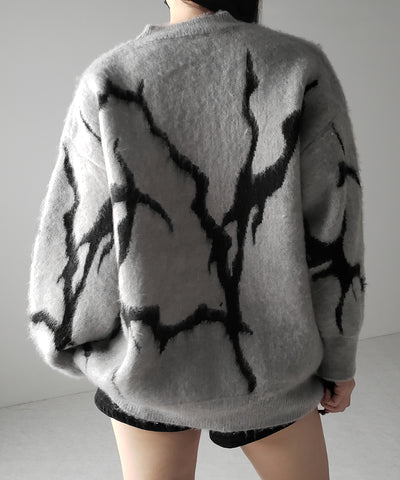 【 ３color 】CRACK モヘアライクオーバーニット ／ CRACK mohair-like over knit