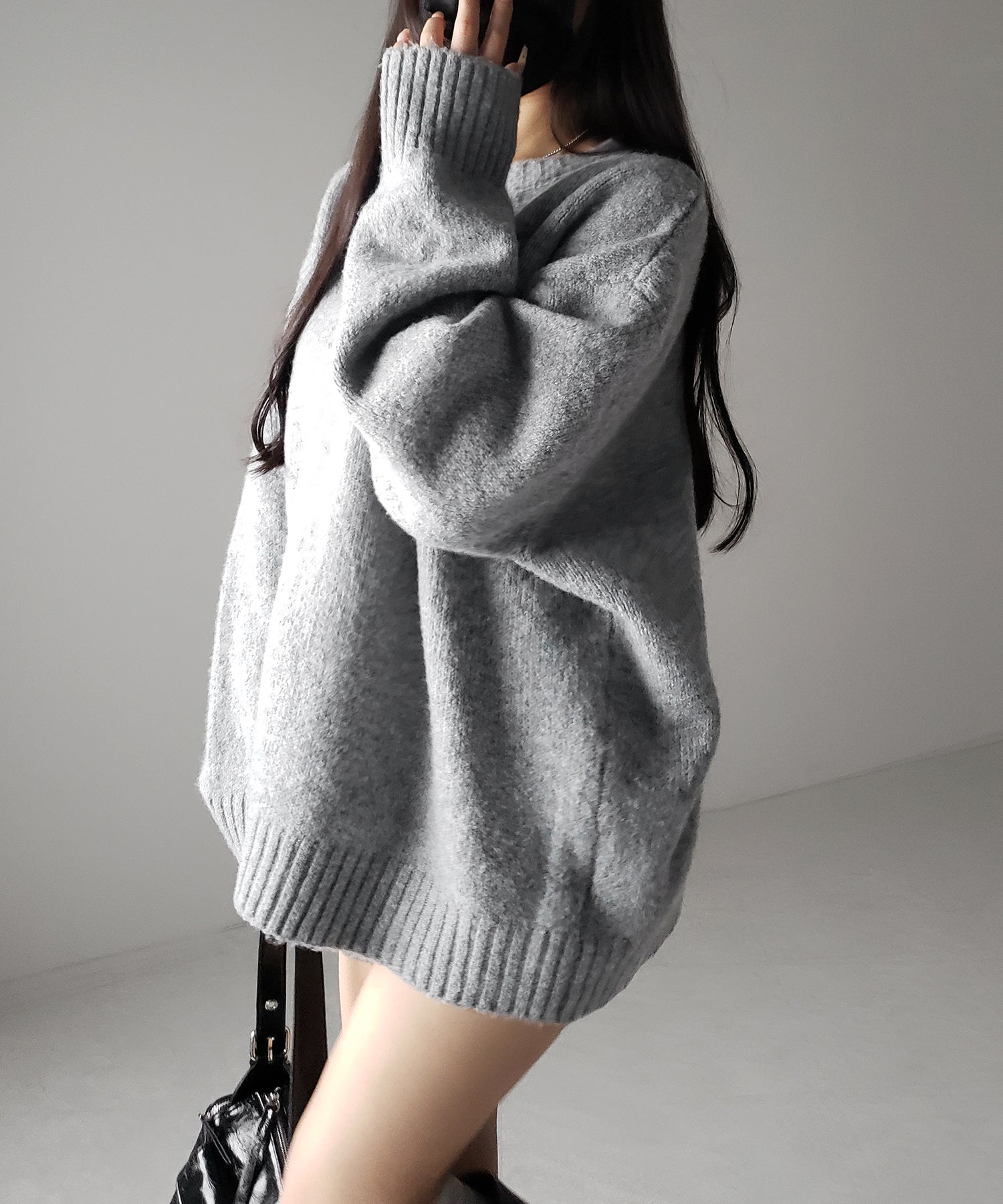 【 ニットセットアップ 】フラッフィーオーバーサイズニット ＋ ニットショートパンツ SET ／ fluffy over size knit + knit short pants SET