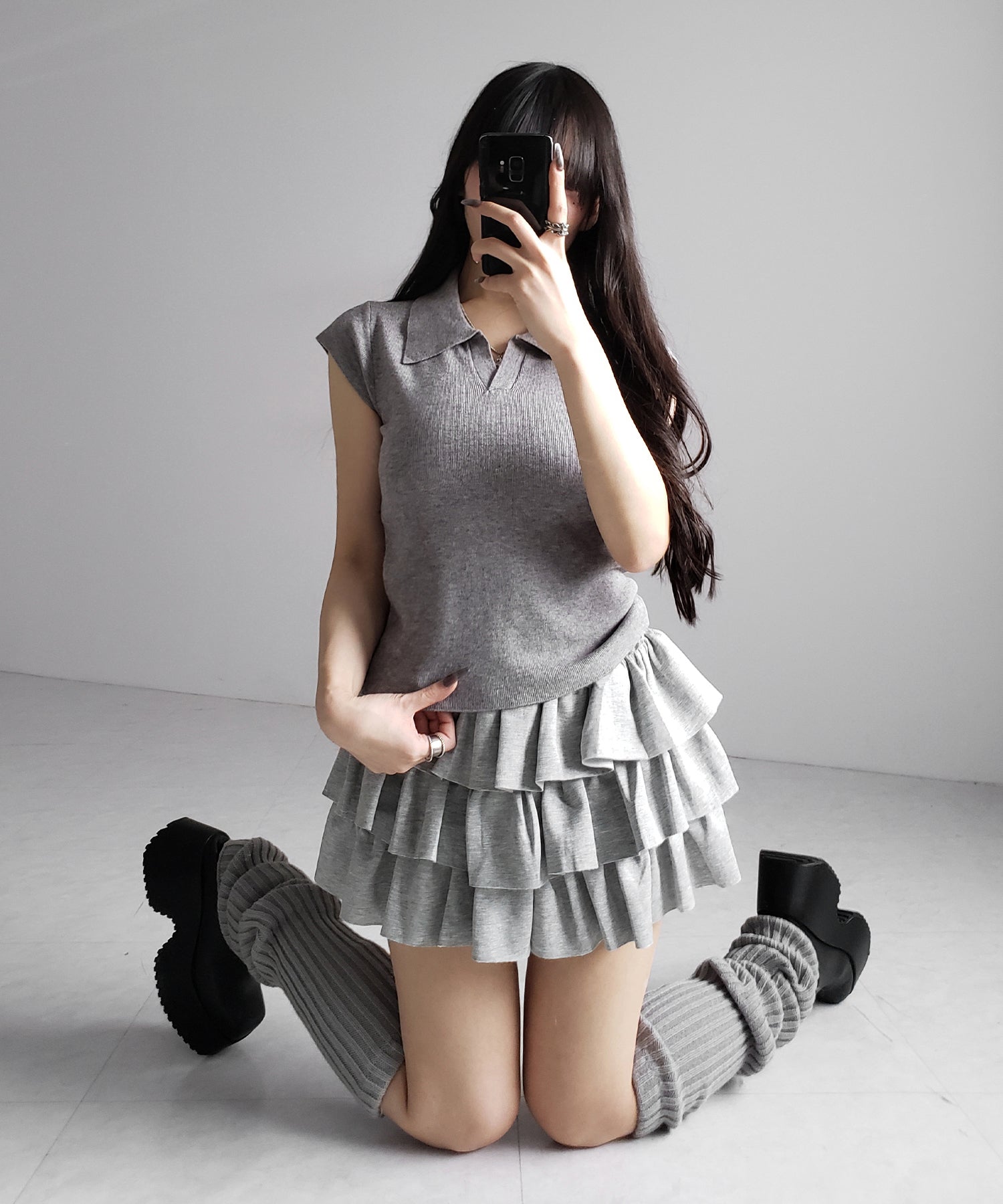 スキッパー半袖ニットトップス ／skipper short sleeve knit tops