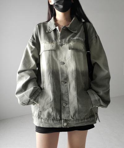 【 ２color ／ ２size 】グラデーションヴィンテージウォッシュオーバーデニムジャケット ／ gradation vintage wash over denim jacket