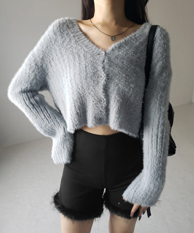 【 ３color 】ショートシャギーリブニットカーディガン ／ short shaggy lib knit cardigan