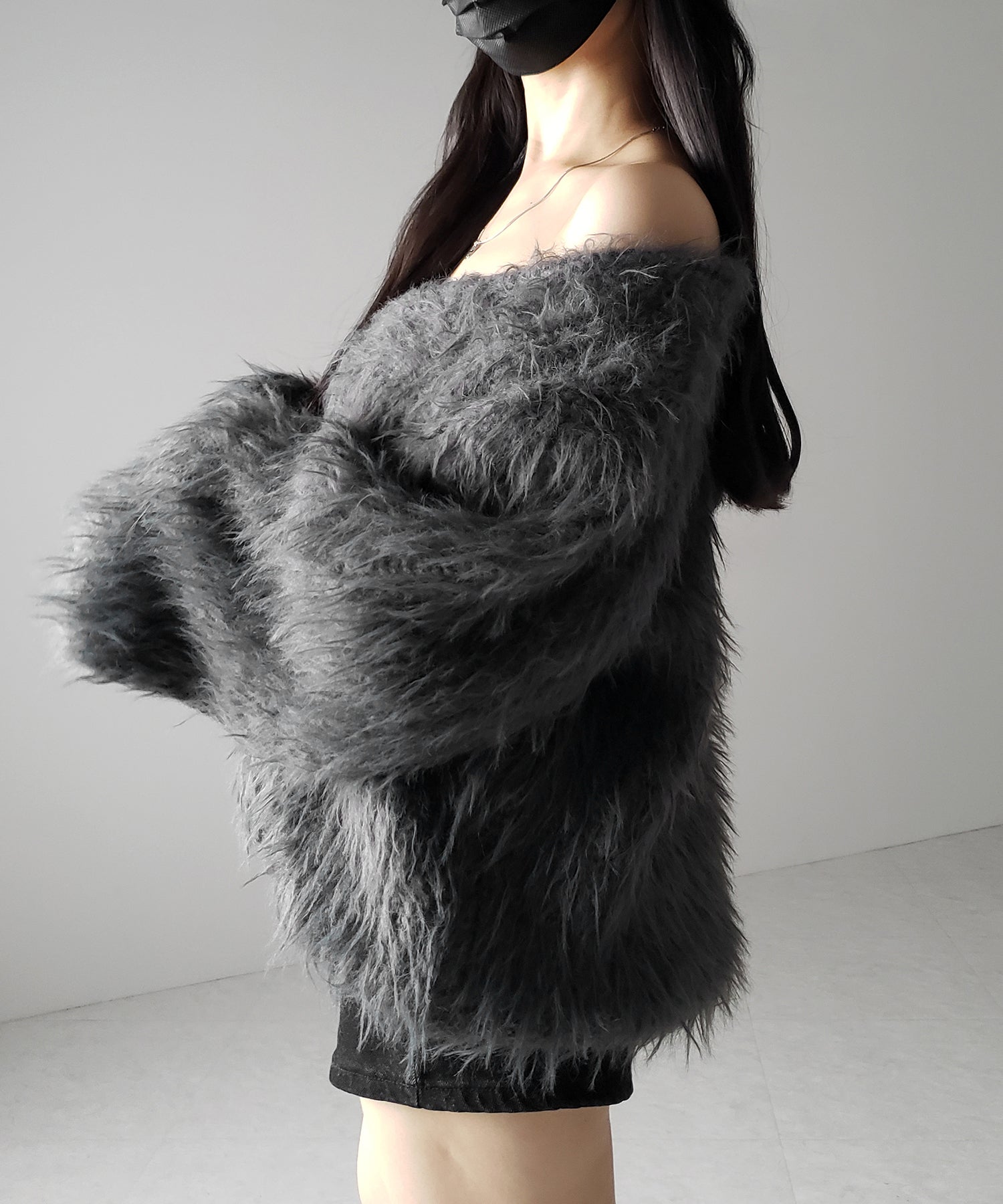 【 ３color 】モンスターシャギーボリュームニットカーディガン ／ monster shaggy volume knit cardigan