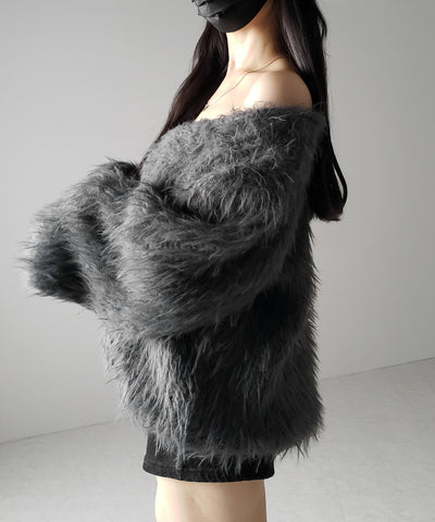 【 ３color 】モンスターシャギーボリュームニットカーディガン ／ monster shaggy volume knit cardigan