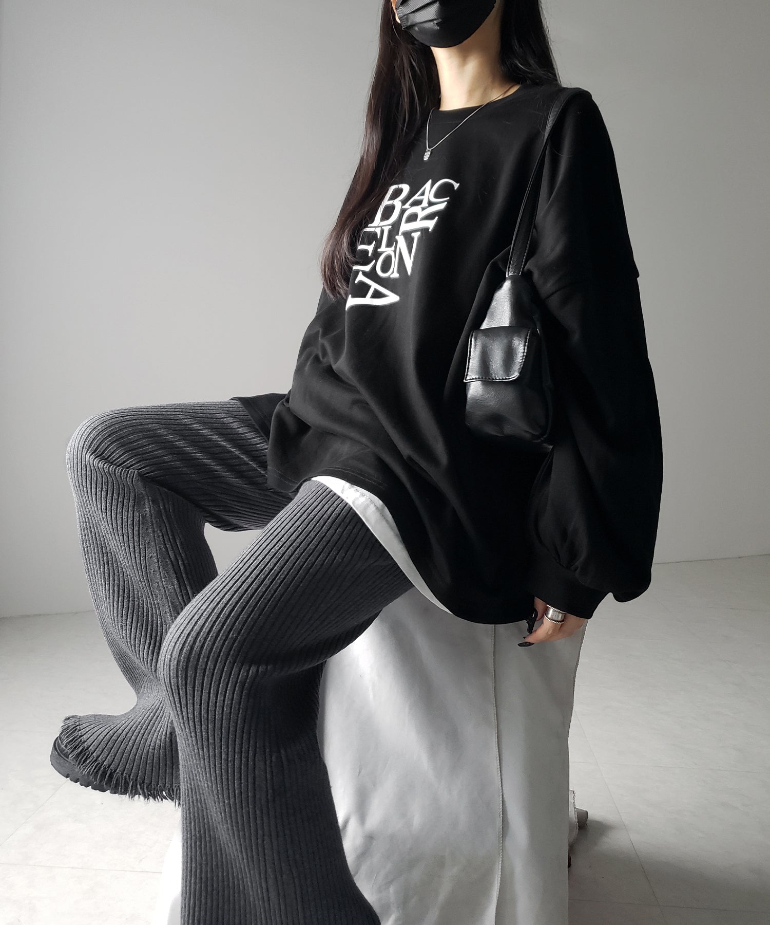 【 ２color 】フリンジリブニットフレアパンツ ／ fringe lib knit flare pants