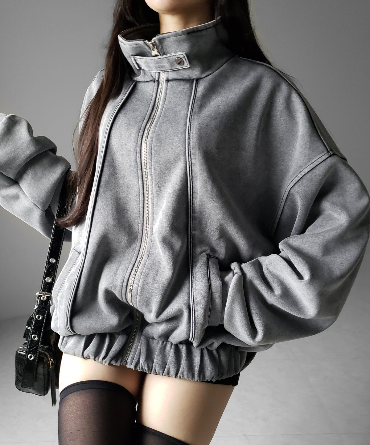 ピグメントヴィンテージジップアップオーバースウェットブルゾン ／ pigment vintage zipup over sweat blouson