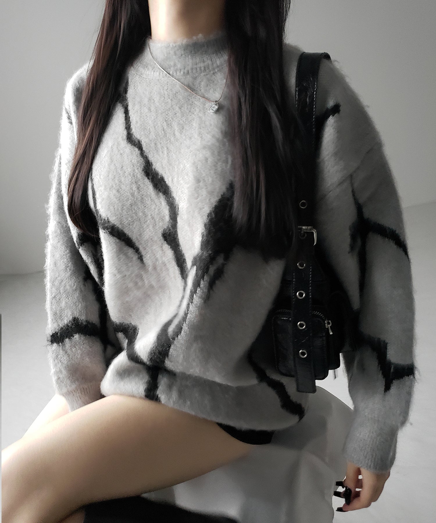 【 ３color 】CRACK モヘアライクオーバーニット ／ CRACK mohair-like over knit