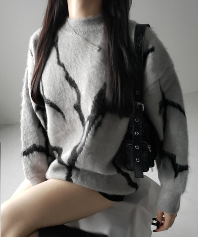【 ３color 】CRACK モヘアライクオーバーニット ／ CRACK mohair-like over knit