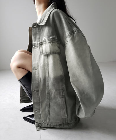 【 ２color ／ ２size 】グラデーションヴィンテージウォッシュオーバーデニムジャケット ／ gradation vintage wash over denim jacket
