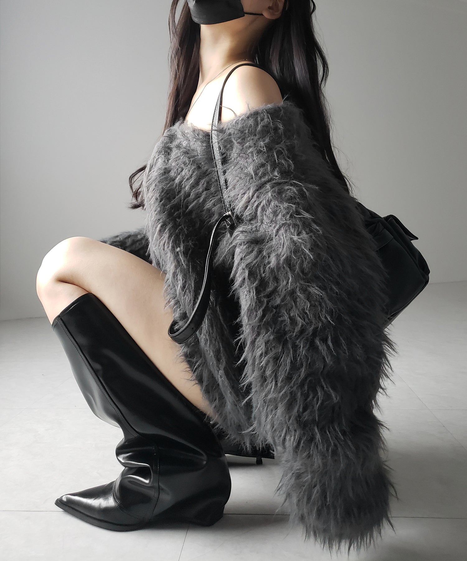 【 ３color 】モンスターシャギーボリュームニットカーディガン ／ monster shaggy volume knit cardigan