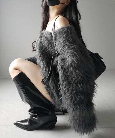 【 ３color 】モンスターシャギーボリュームニットカーディガン ／ monster shaggy volume knit cardigan
