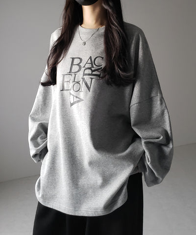 【 2 color 】BACロゴレタリングBIGスウェットロンＴ ／ BAC logo lettering big sweat long Tee