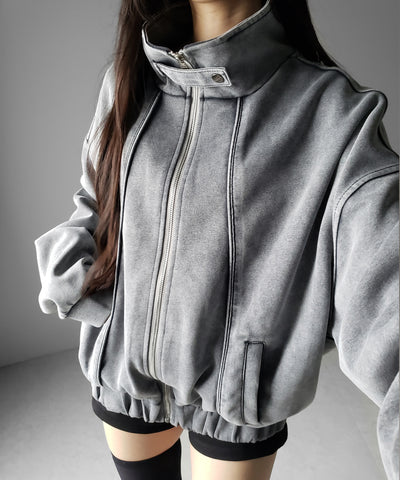 ピグメントヴィンテージジップアップオーバースウェットブルゾン ／ pigment vintage zipup over sweat blouson