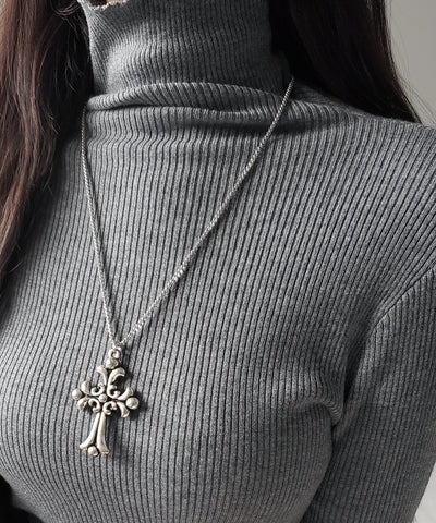 ハイネックスリムリブニットトップス ／ highneck slim lib knit tops