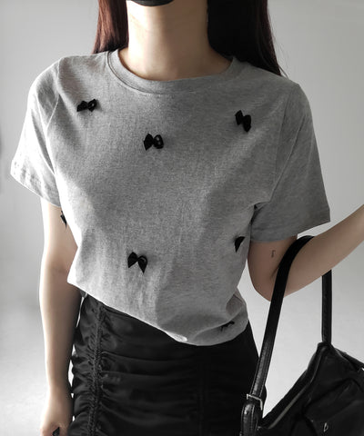 【 ４color 】ミニリボンバレエコアクロップドＴ ／ mini ribbon ballet core cropped Tee