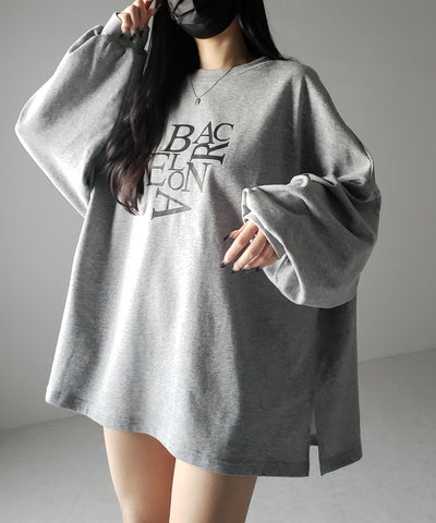 【 2 color 】BACロゴレタリングBIGスウェットロンＴ ／ BAC logo lettering big sweat long Tee