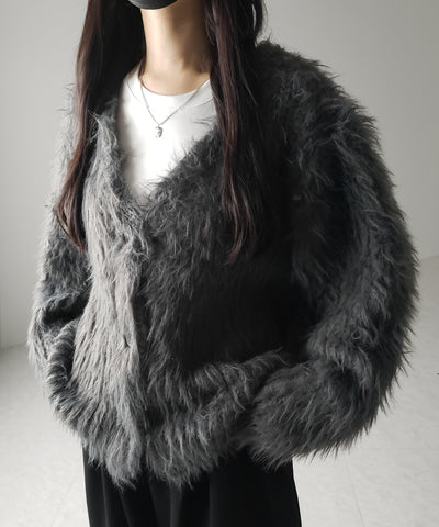 【 ３color 】モンスターシャギーボリュームニットカーディガン ／ monster shaggy volume knit cardigan
