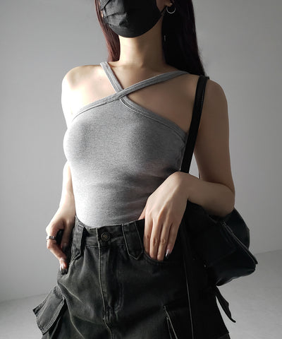 【 カップ付き 】クロスストラップミニキャミワンピース ／ cross strap mini cami onepiece