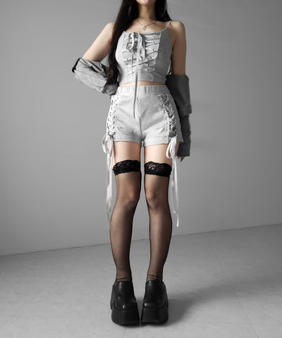 【 ２WAY  】レースアップコルセットリボンチョーカーキャミソール ／ lace up corset ribbon choker camisole