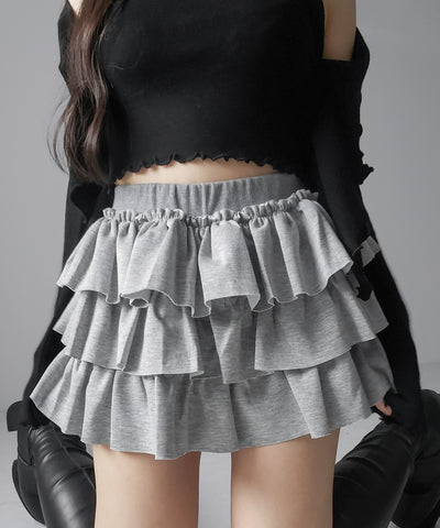 ティアードフリルカットソーミニスカート ／ tiered frill cut and sew mini skirt
