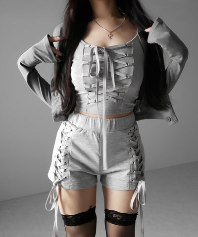 【 ２WAY  】レースアップコルセットリボンチョーカーキャミソール ／ lace up corset ribbon choker camisole