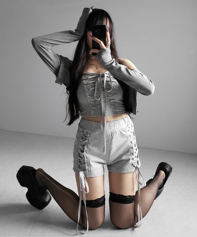 【 ２WAY  】レースアップコルセットリボンチョーカーキャミソール ／ lace up corset ribbon choker camisole