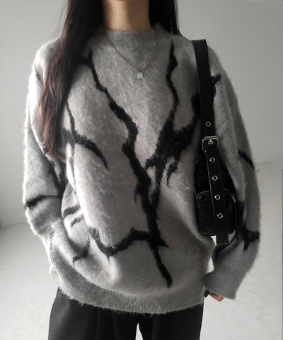 【 ３color 】CRACK モヘアライクオーバーニット ／ CRACK mohair-like over knit