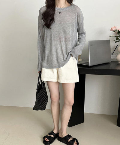 【 選べる７color 】ニュアンスカラーバックスリットオーバーシアーニット ／ nuance color back slit over sheer knit