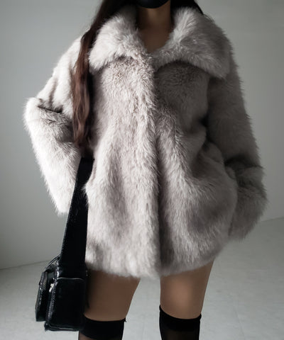 【 ５color 】フェイクファーボリュームミドルコート ／ fake fur volume middle coat