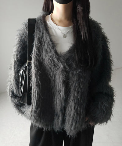 【 ３color 】モンスターシャギーボリュームニットカーディガン ／ monster shaggy volume knit cardigan