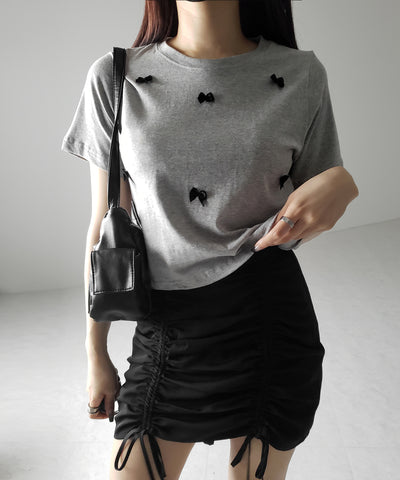 【 ４color 】ミニリボンバレエコアクロップドＴ ／ mini ribbon ballet core cropped Tee