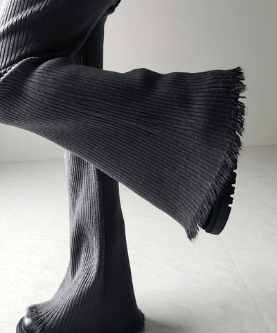 【 ２color 】フリンジリブニットフレアパンツ ／ fringe lib knit flare pants