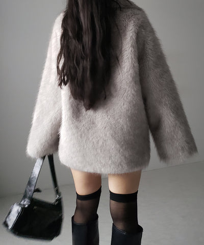 【 ５color 】フェイクファーボリュームミドルコート ／ fake fur volume middle coat