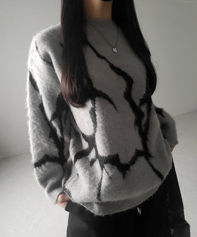 【 ３color 】CRACK モヘアライクオーバーニット ／ CRACK mohair-like over knit