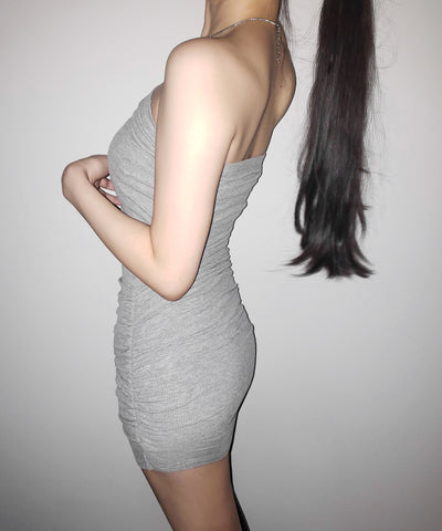 【 ２color 】サイドシャーリングタイトリブミニワンピース ／ side shirring tight rib mini onepiece