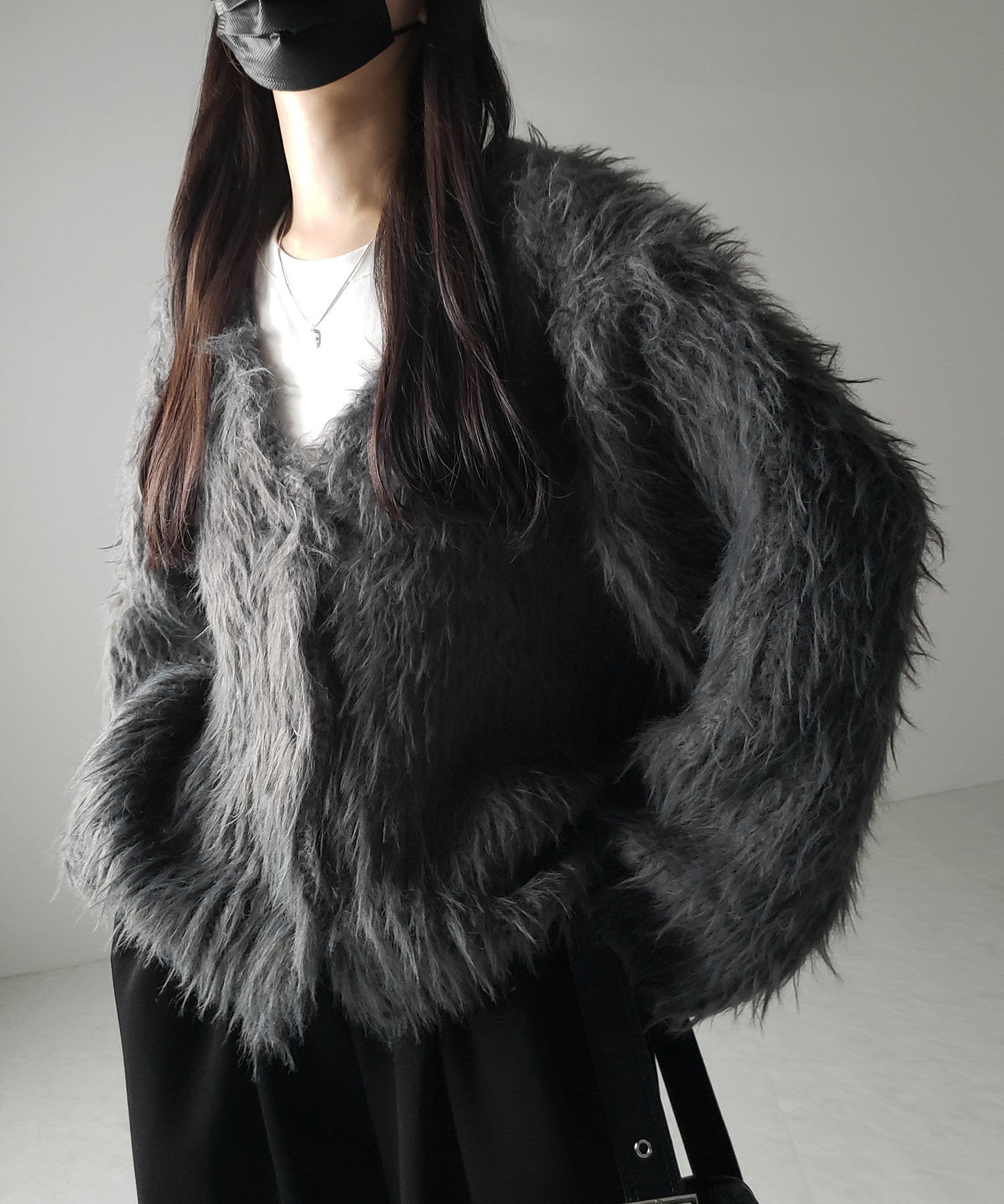 【 ３color 】モンスターシャギーボリュームニットカーディガン ／ monster shaggy volume knit cardigan