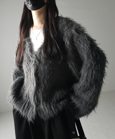 【 ３color 】モンスターシャギーボリュームニットカーディガン ／ monster shaggy volume knit cardigan