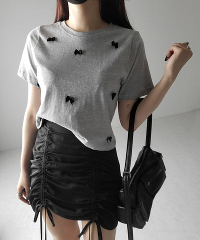 【 ４color 】ミニリボンバレエコアクロップドＴ ／ mini ribbon ballet core cropped Tee