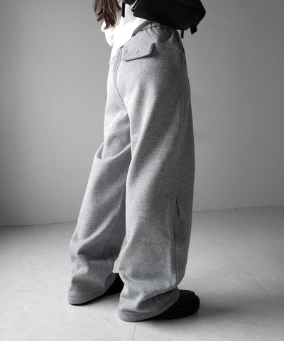 【 裏起毛 】カーブラインサイドタックワイドスウェットパンツ