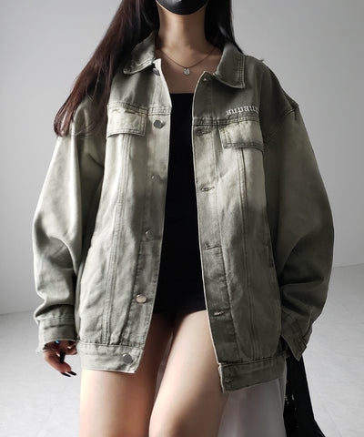 【 ２color ／ ２size 】グラデーションヴィンテージウォッシュオーバーデニムジャケット ／ gradation vintage wash over denim jacket