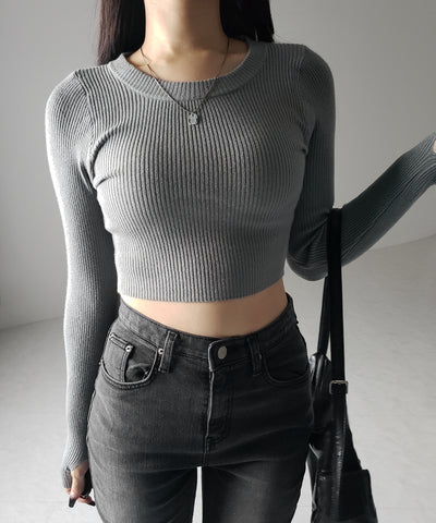 【 ３color 】BASIC ショートリブニットトップス　／ BASIC SHORT LIB KNIT TOPS