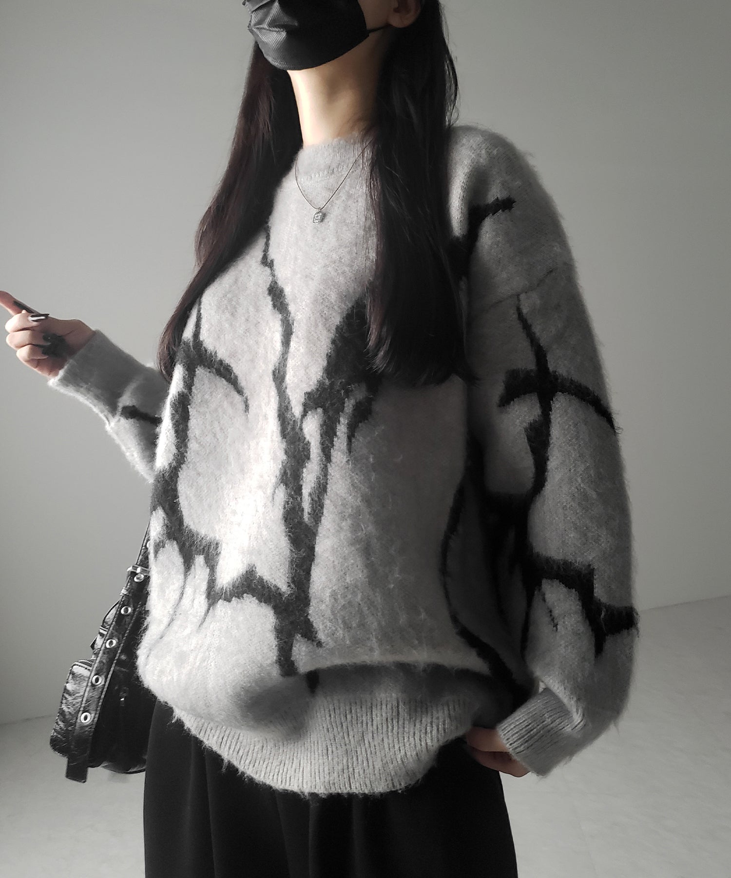 【 ３color 】CRACK モヘアライクオーバーニット ／ CRACK mohair-like over knit
