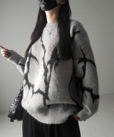 【 ３color 】CRACK モヘアライクオーバーニット ／ CRACK mohair-like over knit