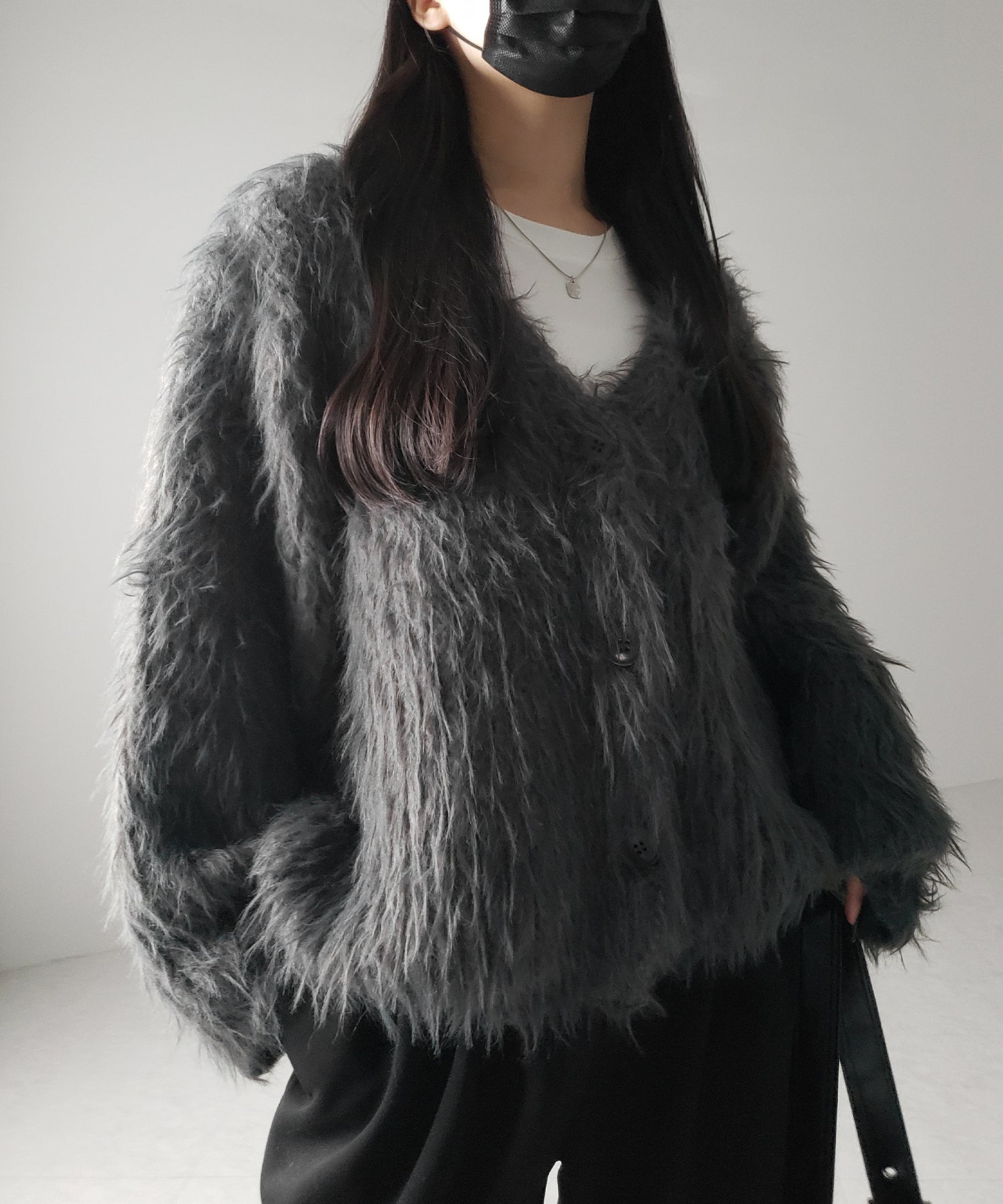 【 ３color 】モンスターシャギーボリュームニットカーディガン ／ monster shaggy volume knit cardigan