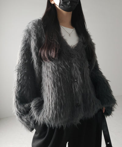 【 ３color 】モンスターシャギーボリュームニットカーディガン ／ monster shaggy volume knit cardigan