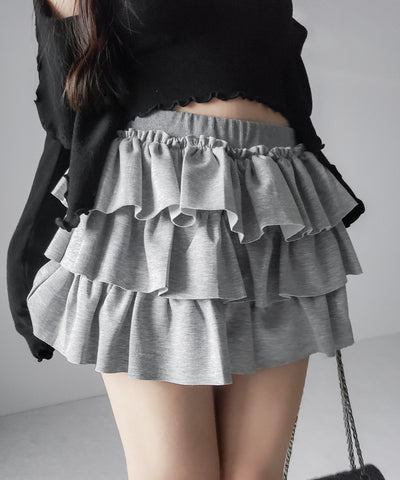 ティアードフリルカットソーミニスカート ／ tiered frill cut and sew mini skirt