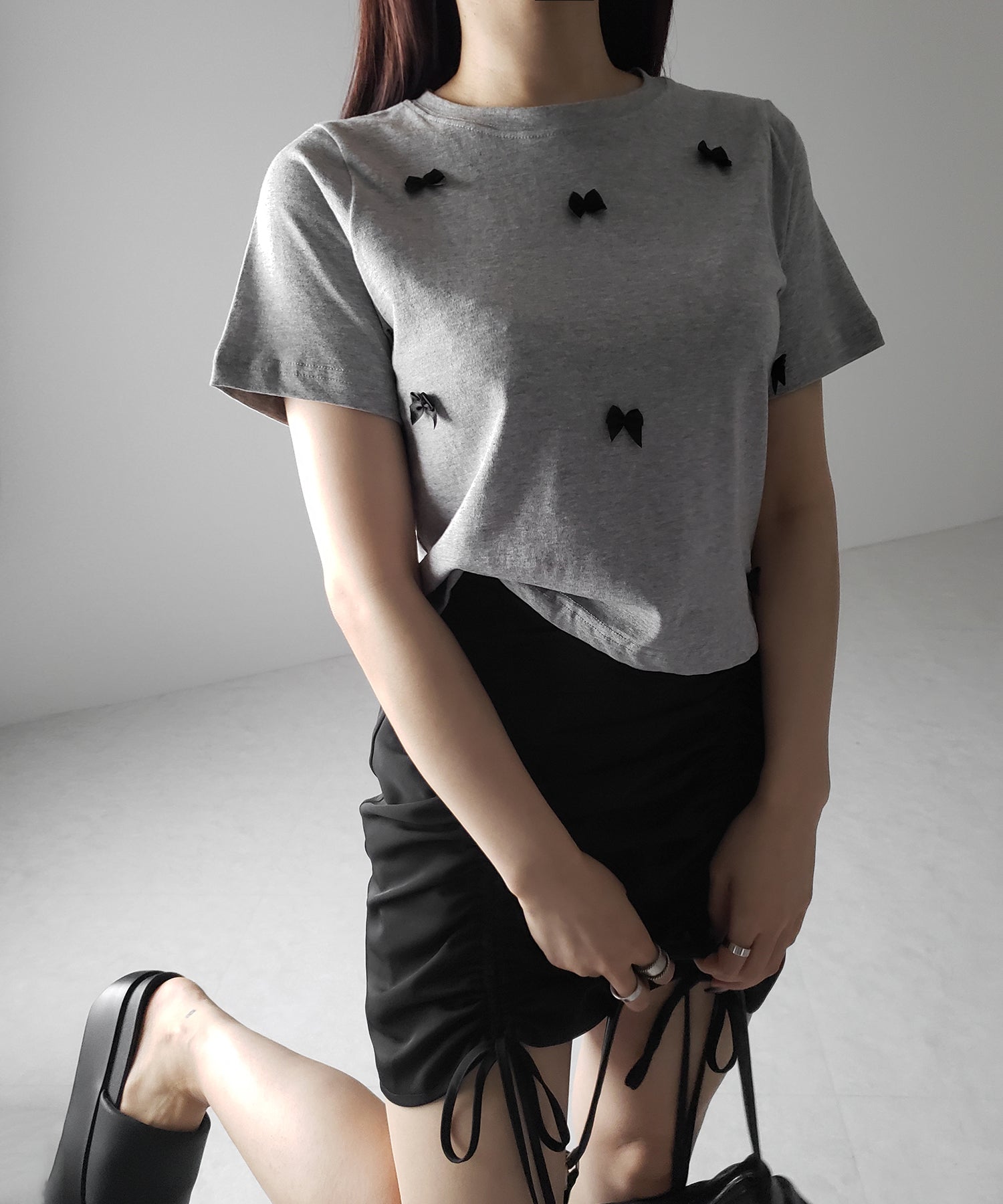 【 ４color 】ミニリボンバレエコアクロップドＴ ／ mini ribbon ballet core cropped Tee