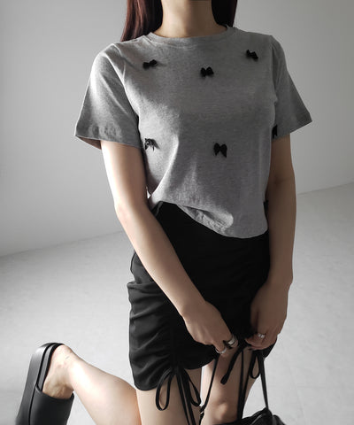 【 ４color 】ミニリボンバレエコアクロップドＴ ／ mini ribbon ballet core cropped Tee